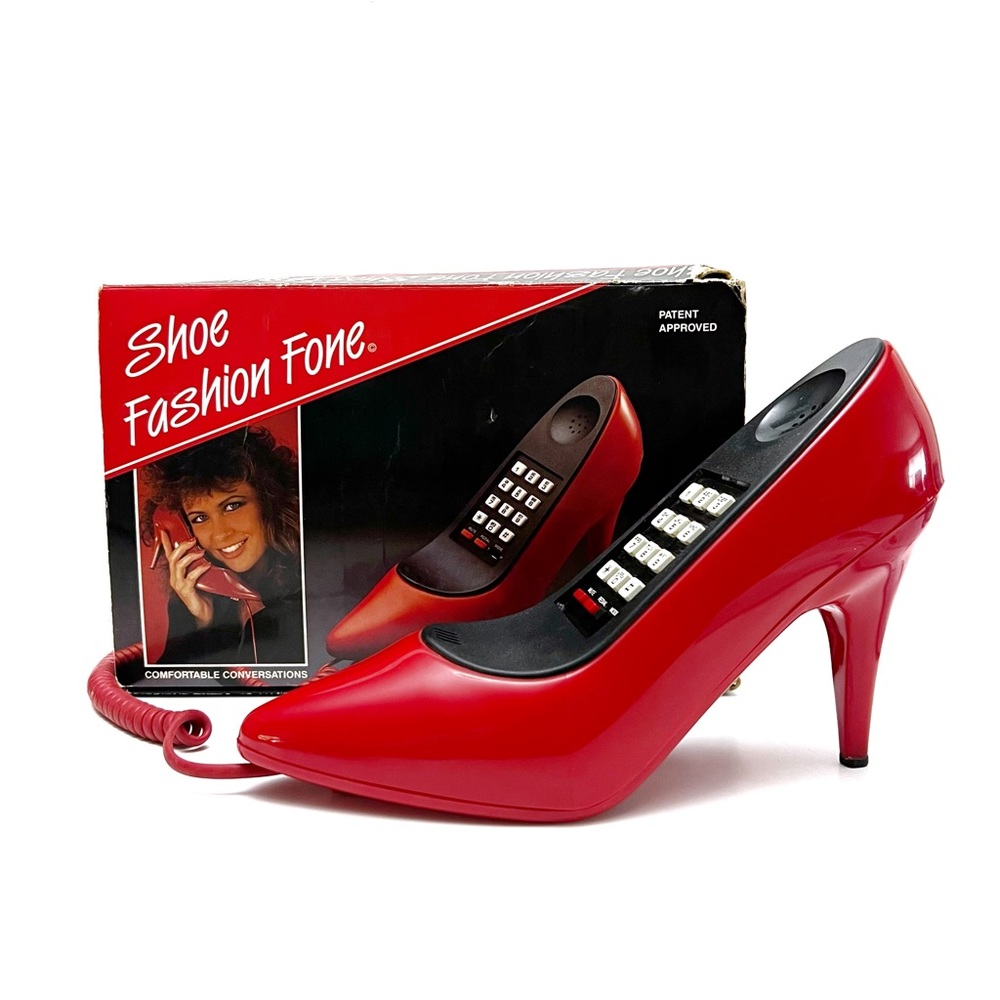 Vintage 1980s Red High Heel Stiletto Shoe Phone Telephone with Box - Picture 1 of 10